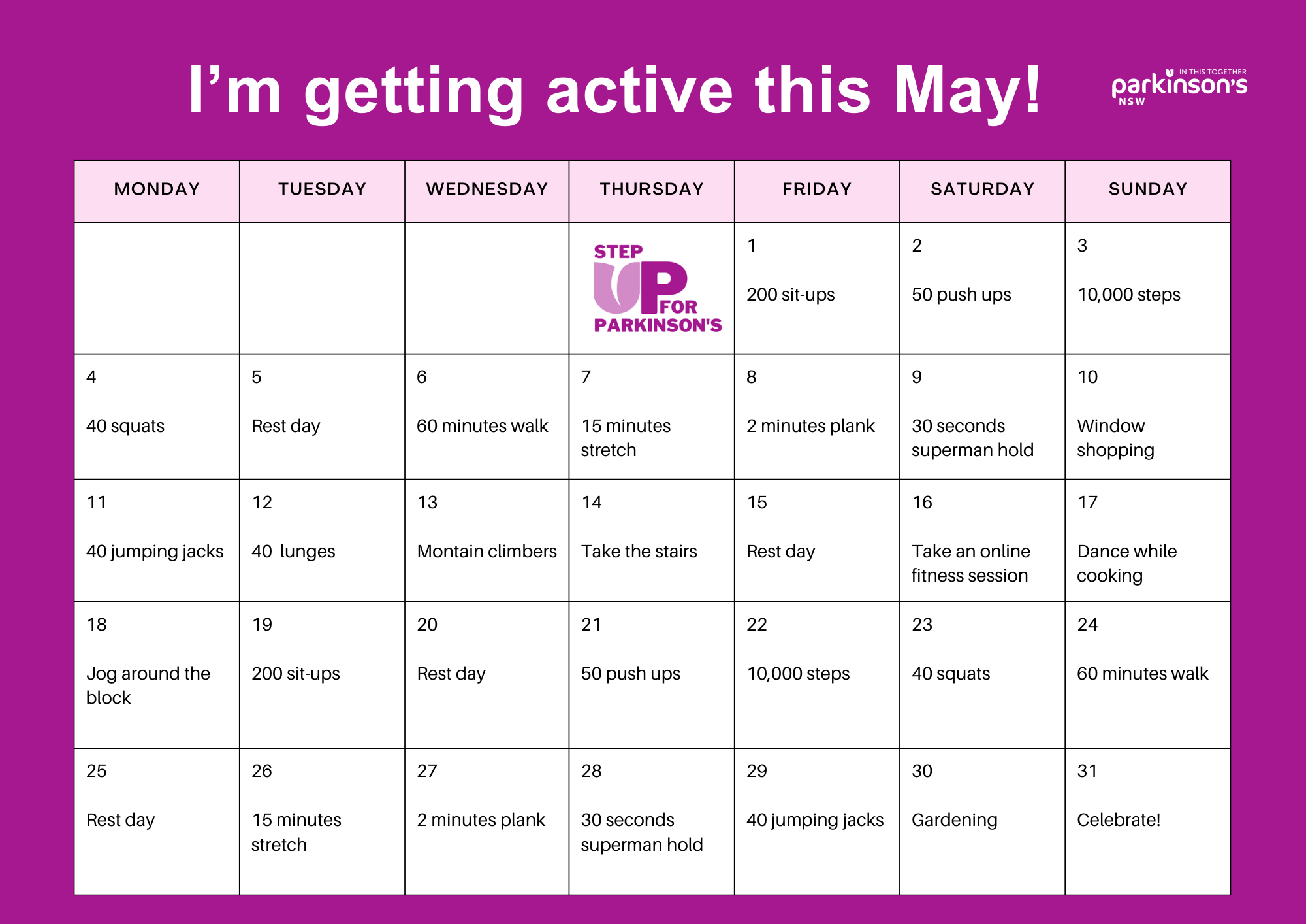 Activity Calendars 2026